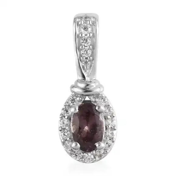 Natural Color Change Garnet & White Zircon Ring & Pendant Halo Style Set. - Picture 5 of 5